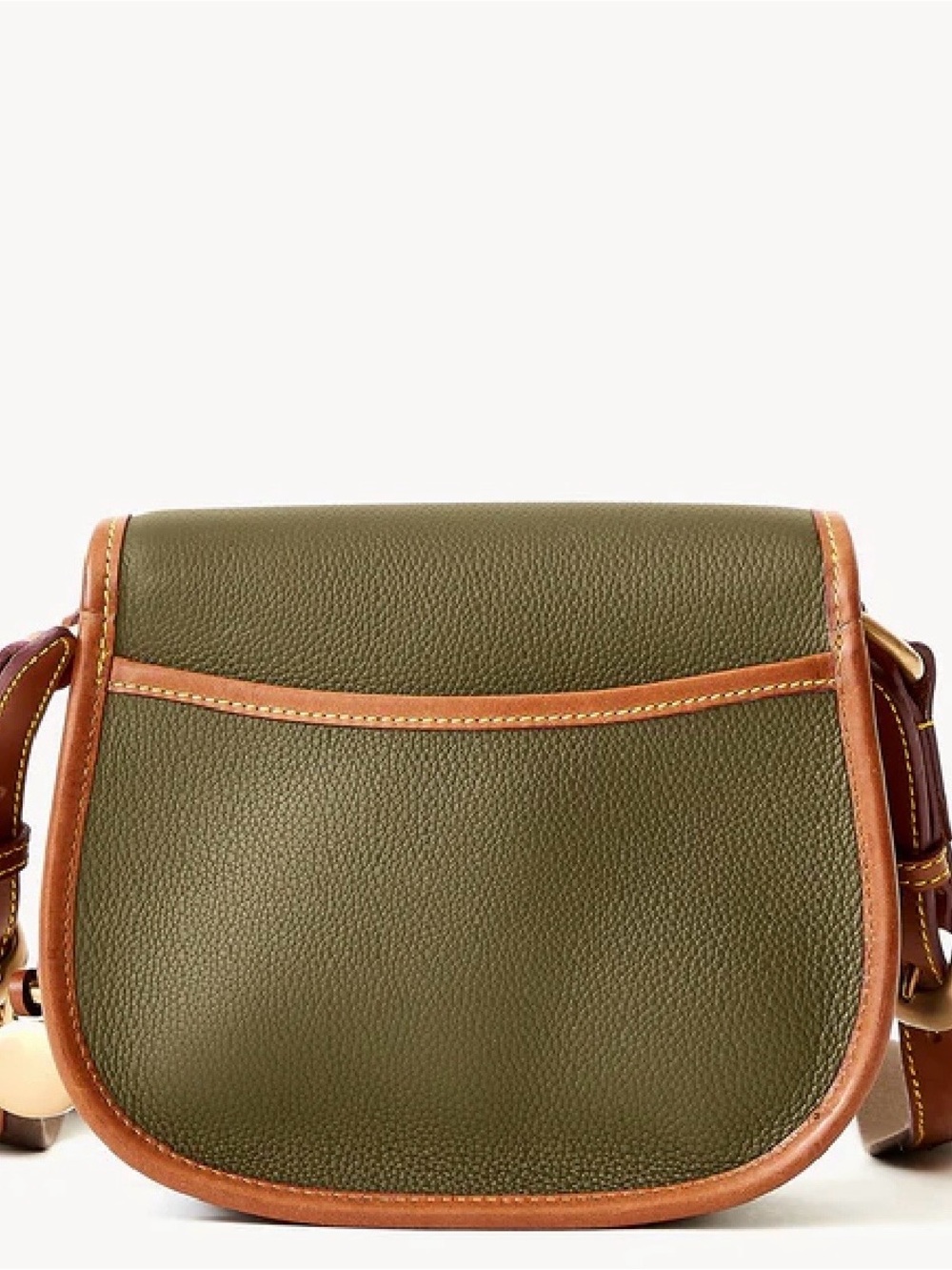 Dooney & Bourke Compact Olive Crossbody with Tan Trim - Picture 2 of 8